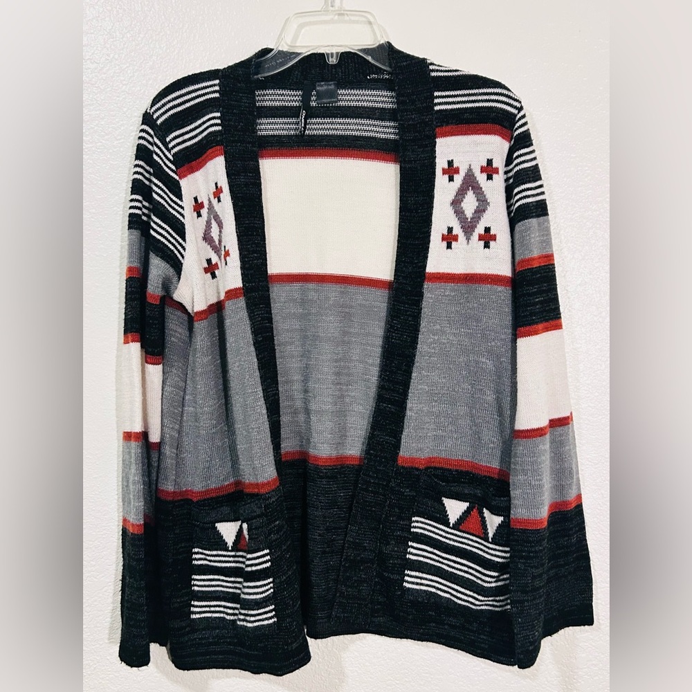 O'Neill Open-Front Knit Cardigan – Southwest Stripe Pattern SZ M
